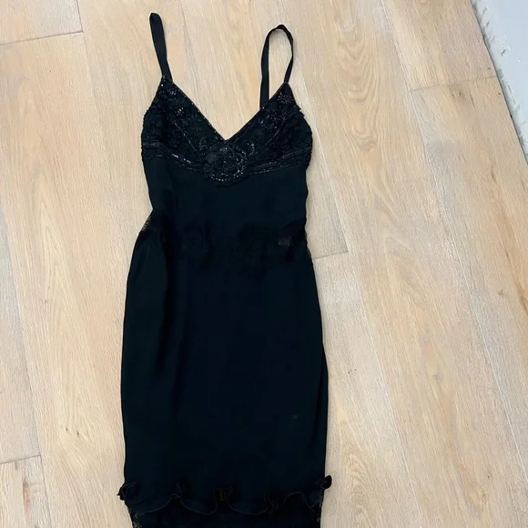 Valentino black lace midi dress